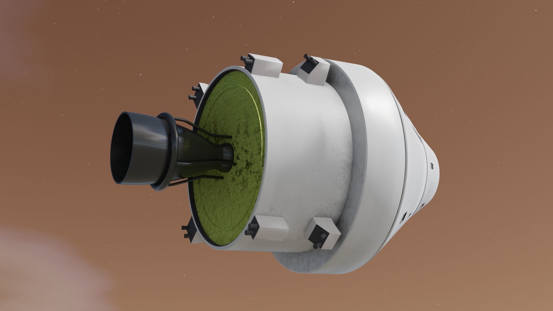 Spaceship spacecraft flying in sky Low-poly 3D model_9