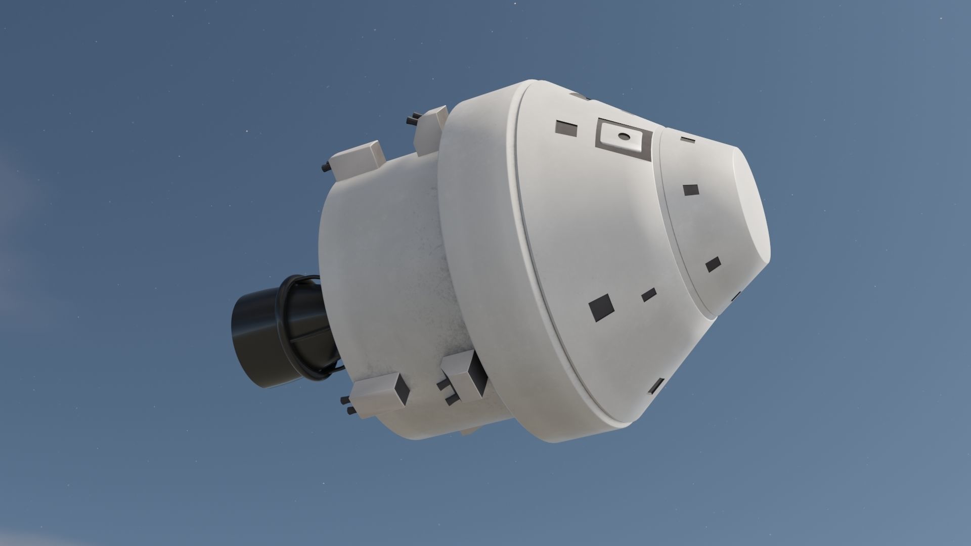 Spaceship spacecraft flying in sky Low-poly 3D model_1