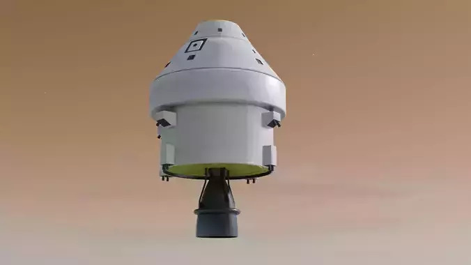 Spaceship spacecraft flying in sky Low-poly 3D model