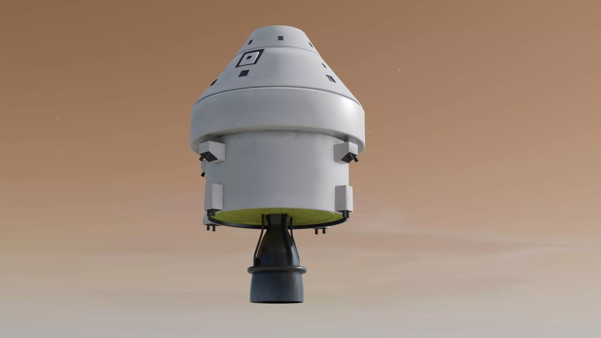 Spaceship spacecraft flying in sky Low-poly 3D model_0