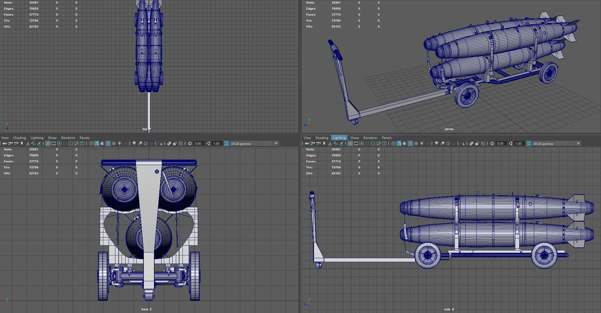 USN MHU-191 Bombs Cart with GBU-38 Laser JDAM bombs Low-poly 3D model_8