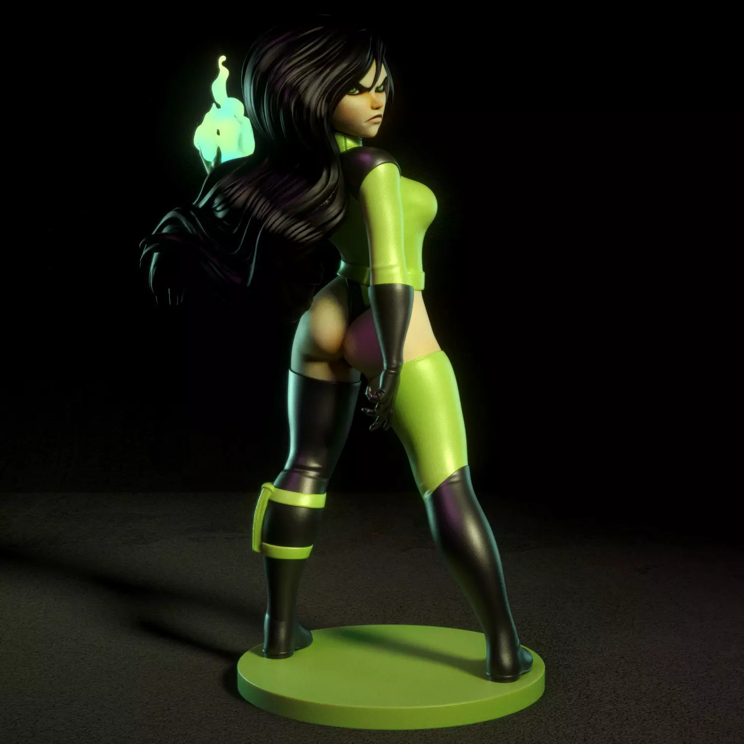 Shego statue of female superhero 3D print model_0