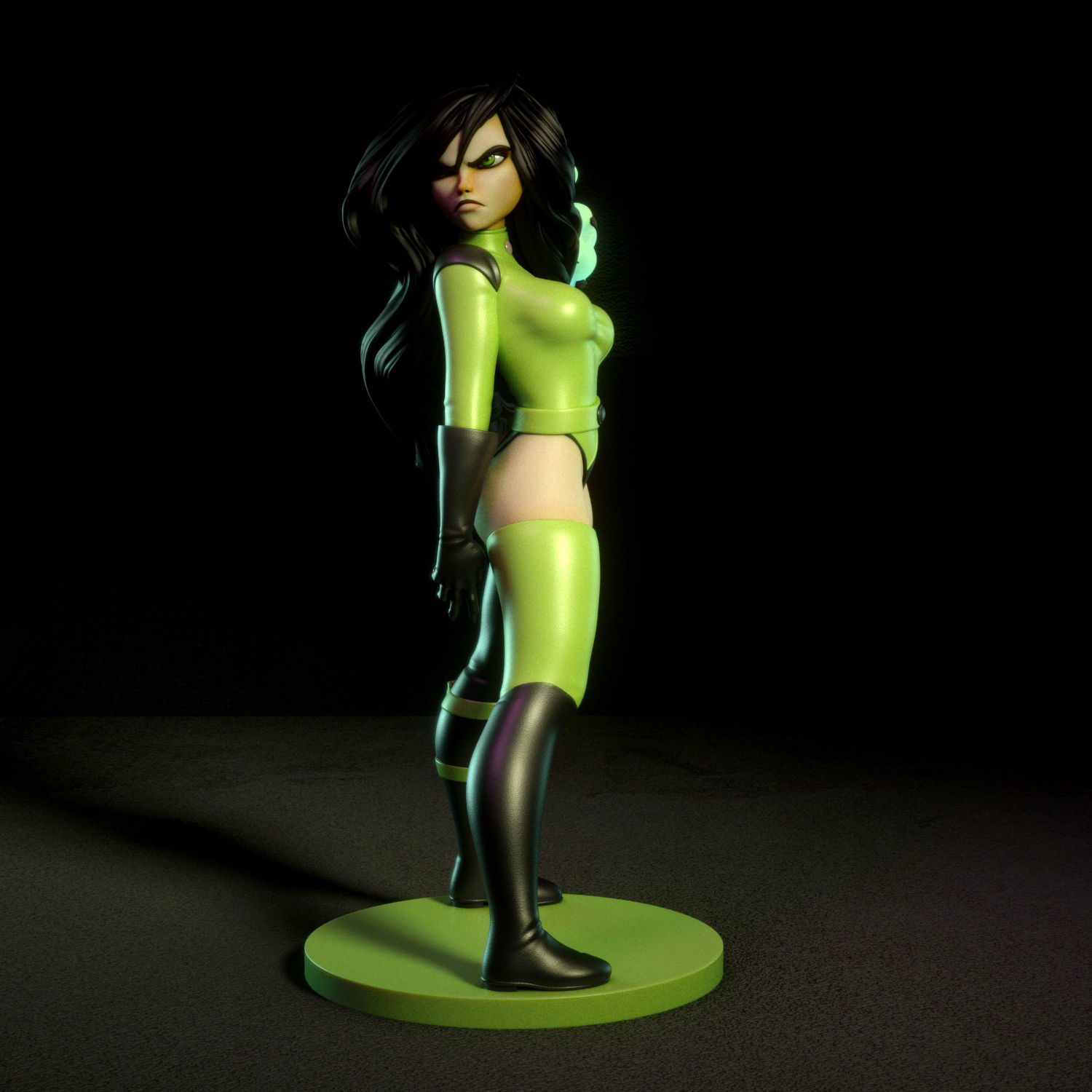 Shego statue of female superhero 3D print model_5