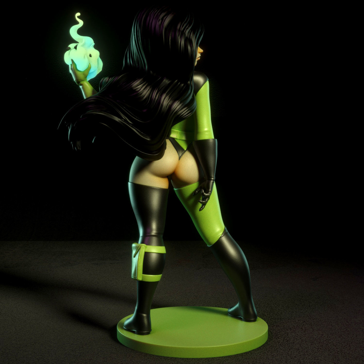 Shego statue of female superhero 3D print model_1