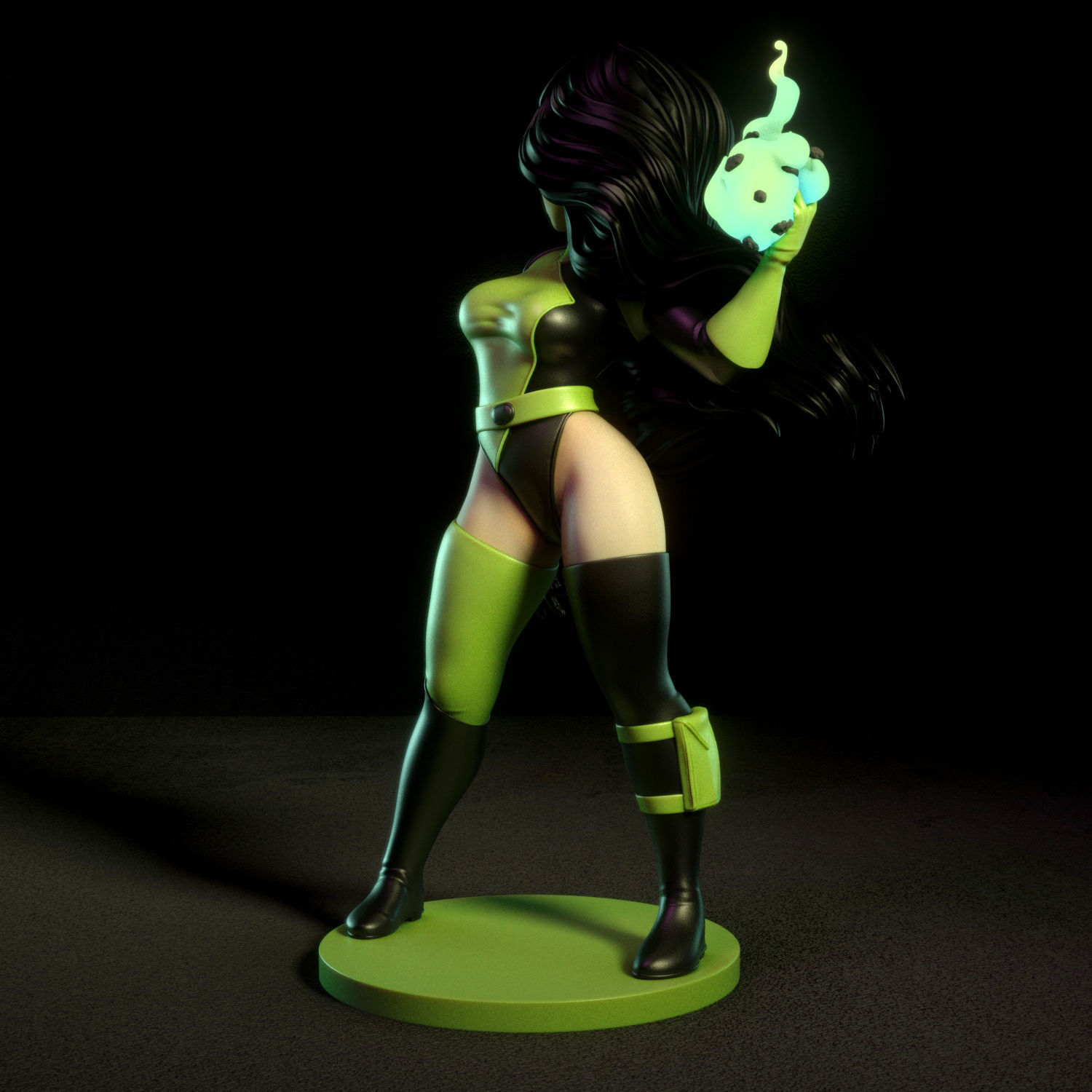 Shego statue of female superhero 3D print model_3