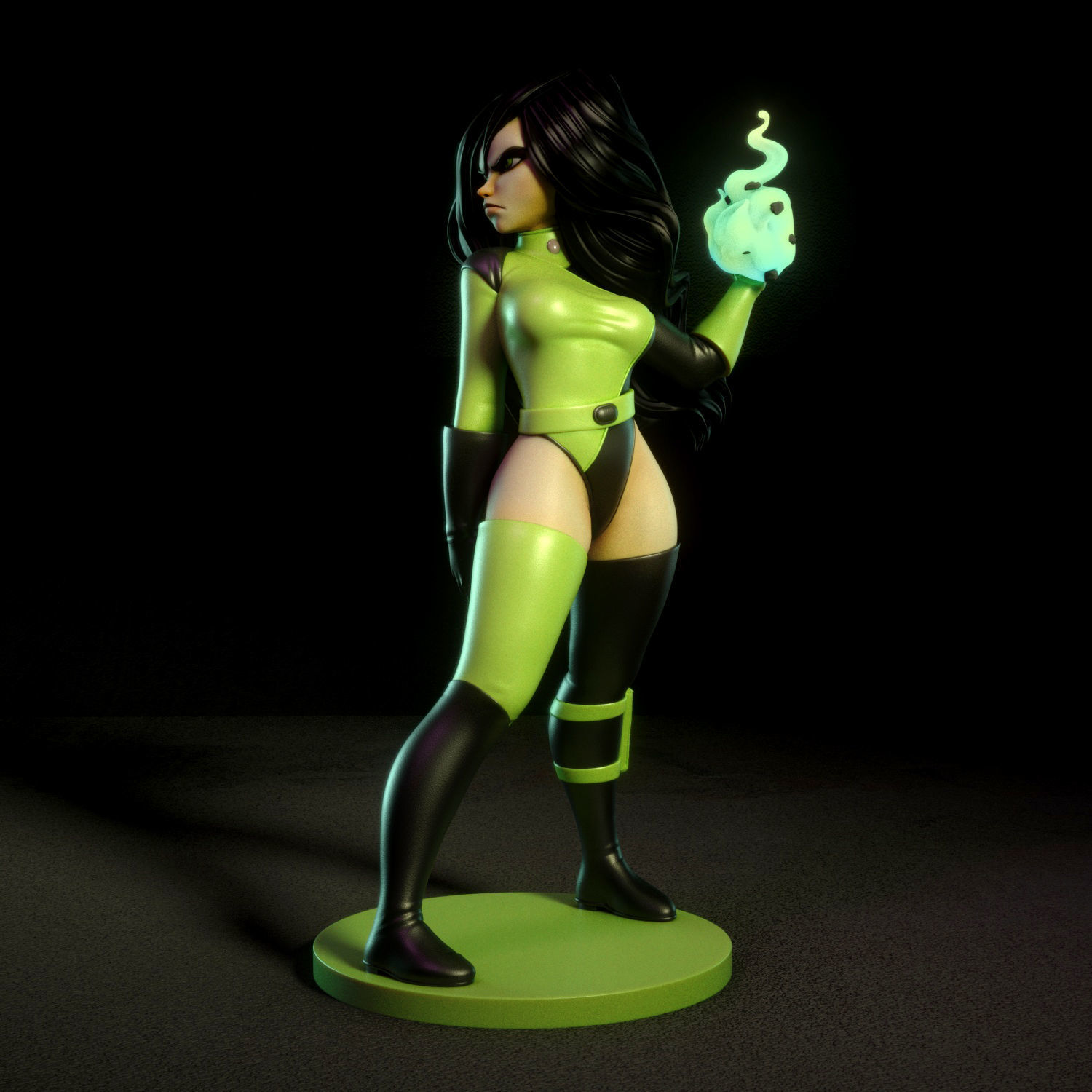 Shego statue of female superhero 3D print model_4