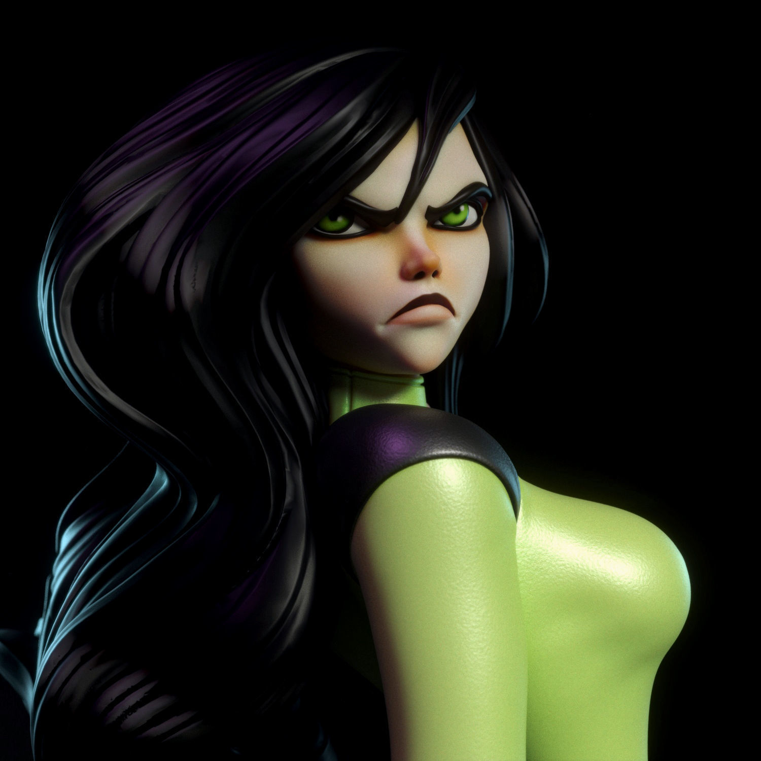 Shego statue of female superhero 3D print model_6
