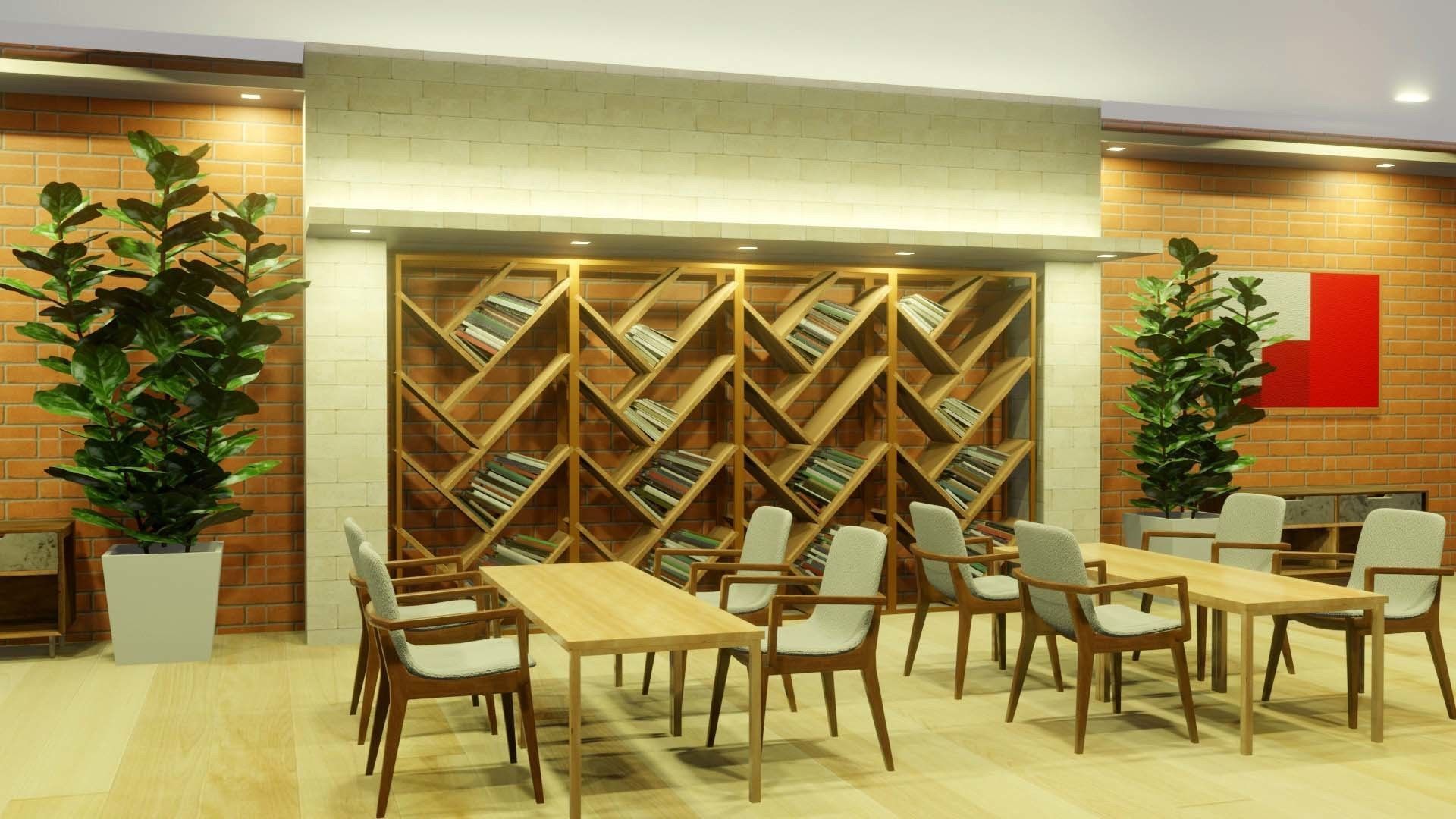 reading area interior design 3D model_1