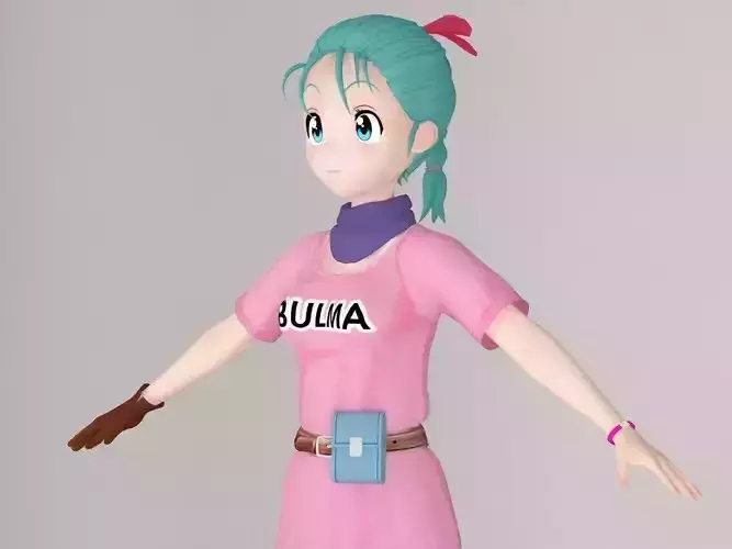 T pose nonrigged model of Bulma anime girl