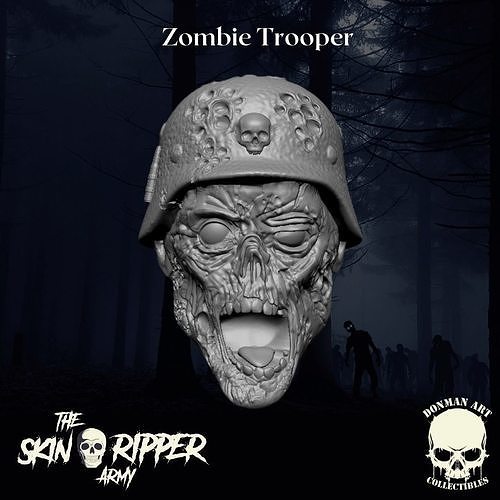 The Zombie Trooper head for 6 inch action figures 3D print model