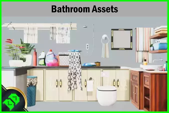 Bathroom Aseets Low-poly 3D model