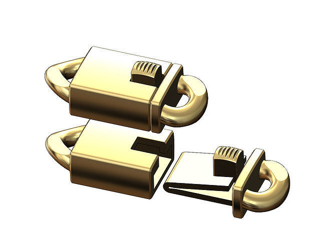 Cuban link ends box clasp 3D print model