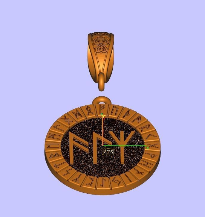 Runic Pendant Medallion Germanic Pagan  3D print model_6