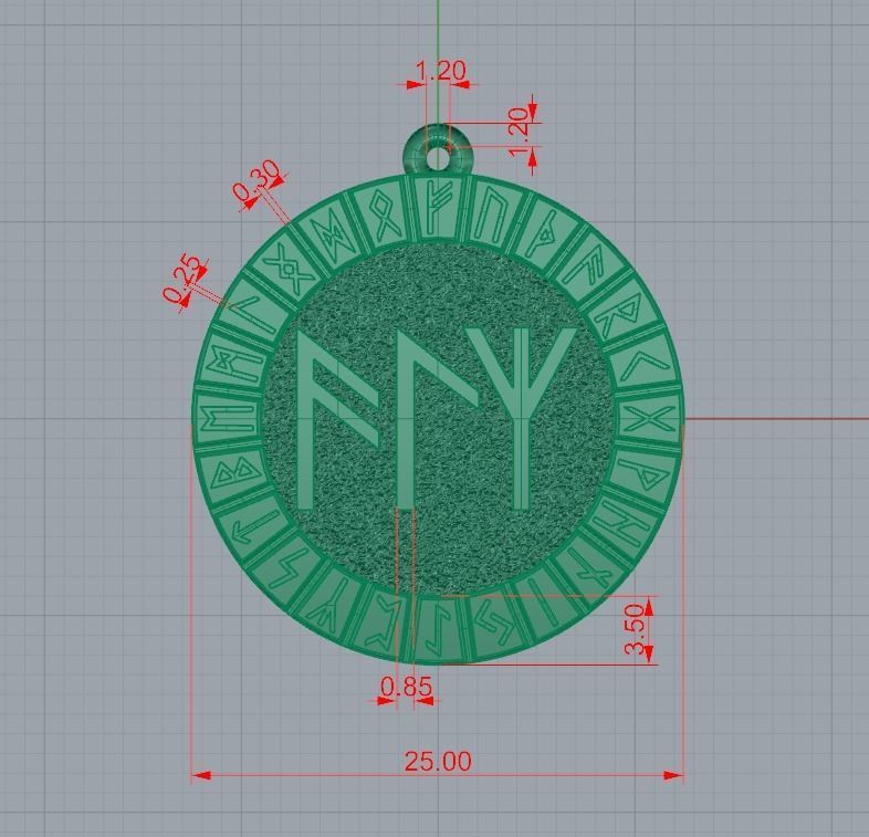 Runic Pendant Medallion Germanic Pagan  3D print model_9