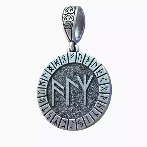 Runic Pendant Medallion Germanic Pagan  3D print model