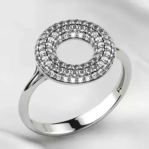 100 Gems Circle Pave Fashion Gold Ring