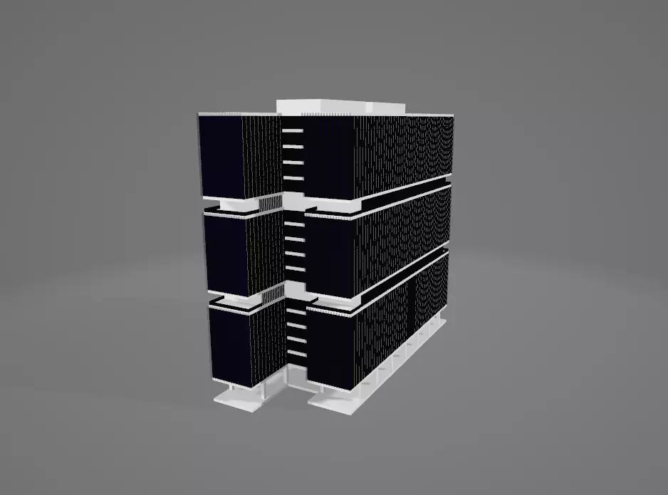 Low poly building with textures Free 3D model_0