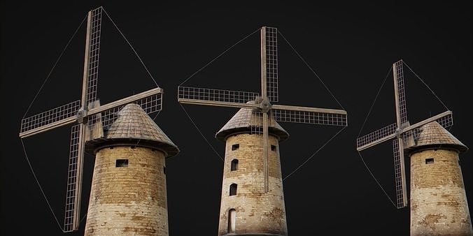 Windmill Medieval Low-poly 3D model