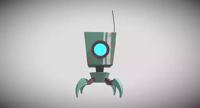 lowpoly robot with eyes