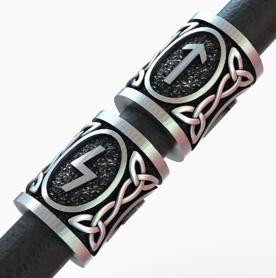Spacer Bead Charm with Pagan Germanic Runes 3D print model_2
