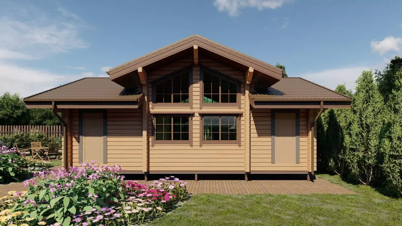 Log house 3D model_0