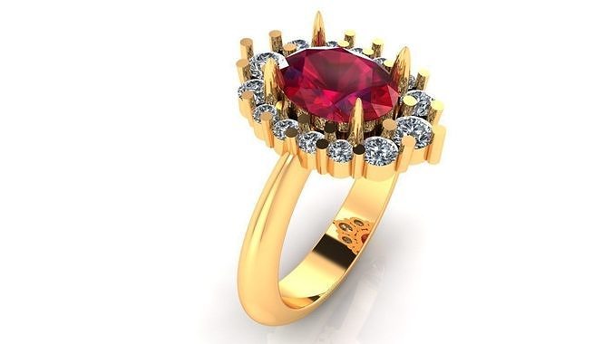 Women Ring 1 light weight oval cut engagement ring 3D print model