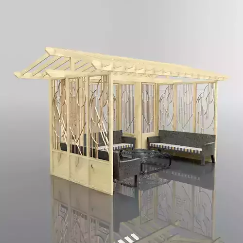 Pergola 1 wooden with couches and chairs