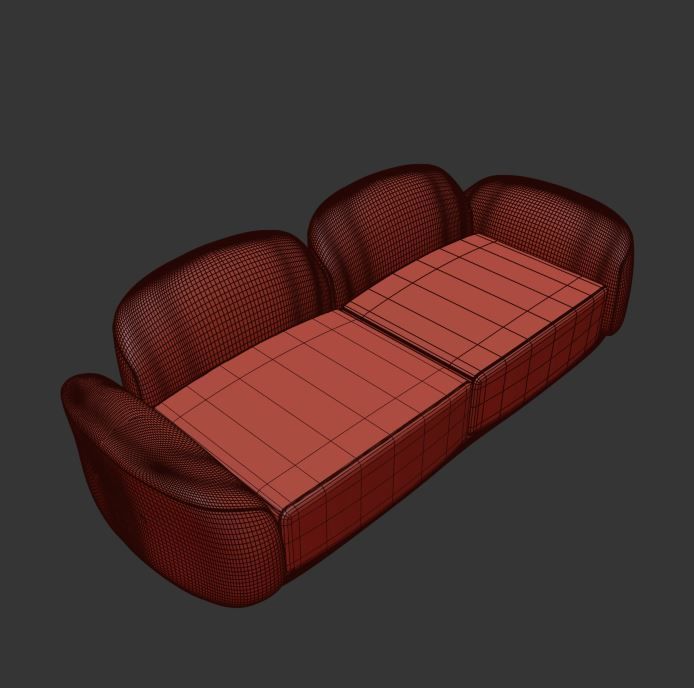 sofa minimal Low-poly 3D model_4