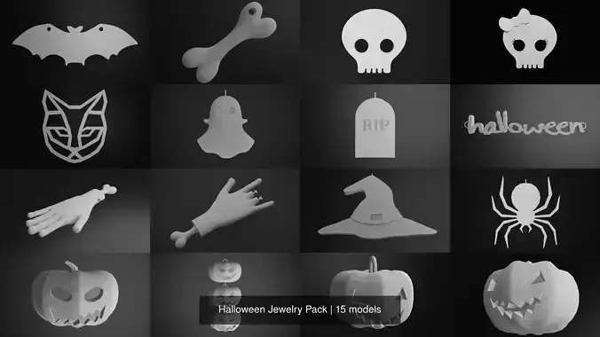 Halloween Jewelry Pack 3D Model Collection
