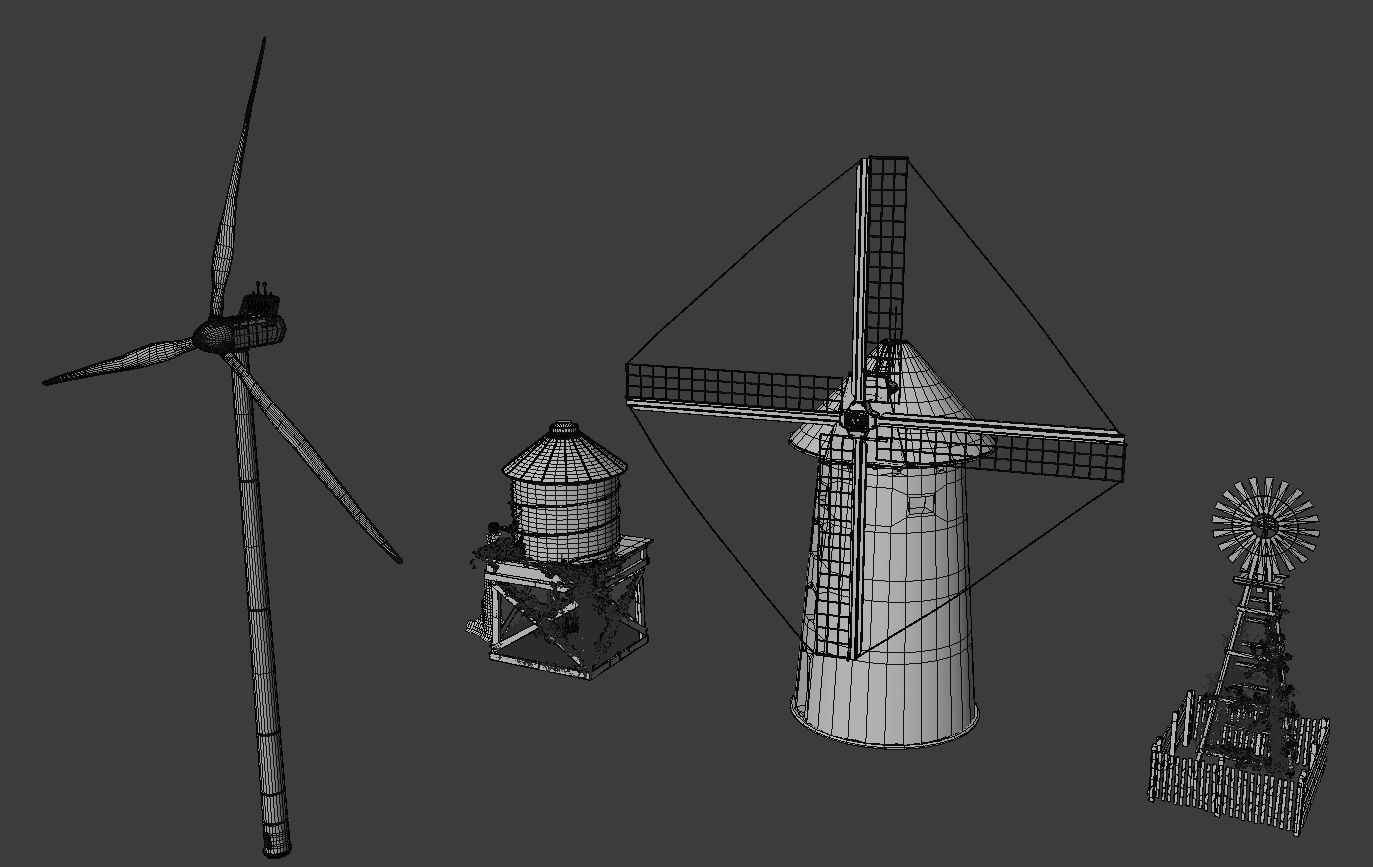 Windmills Pack Low-poly 3D model_2