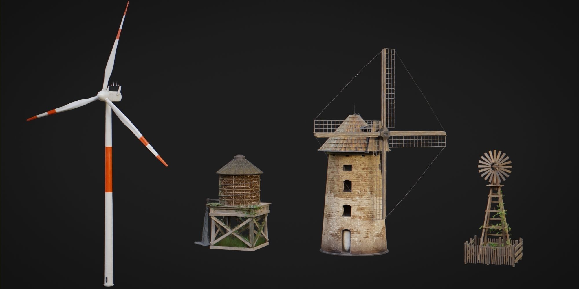 Windmills Pack Low-poly 3D model_1