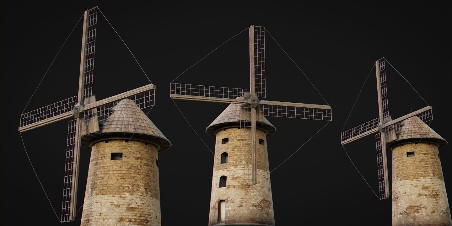 Windmills Pack Low-poly 3D model_4