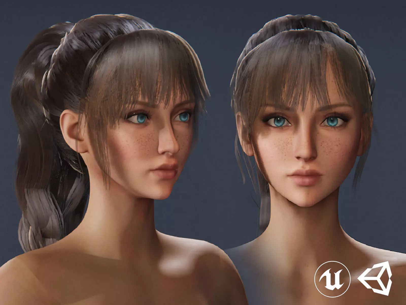 Rigged Game Hairstyle - Ponytail Low-poly 3D model_0