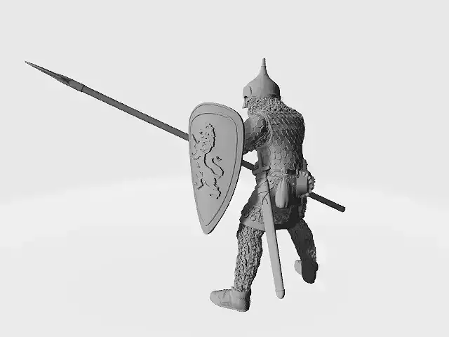 Medieval Russian infantry with horse pike 3D print model