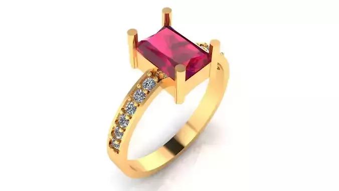 Women Ring 4 emerald radiant diamond engagement ring