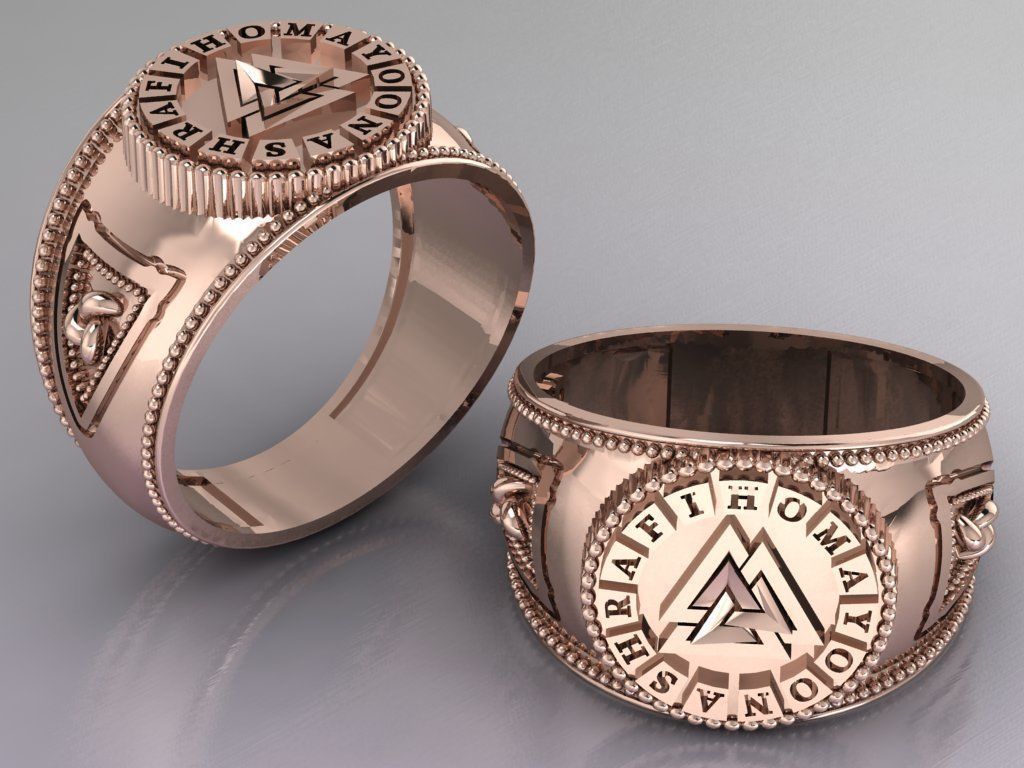 valknut ring for men 3D print model_1