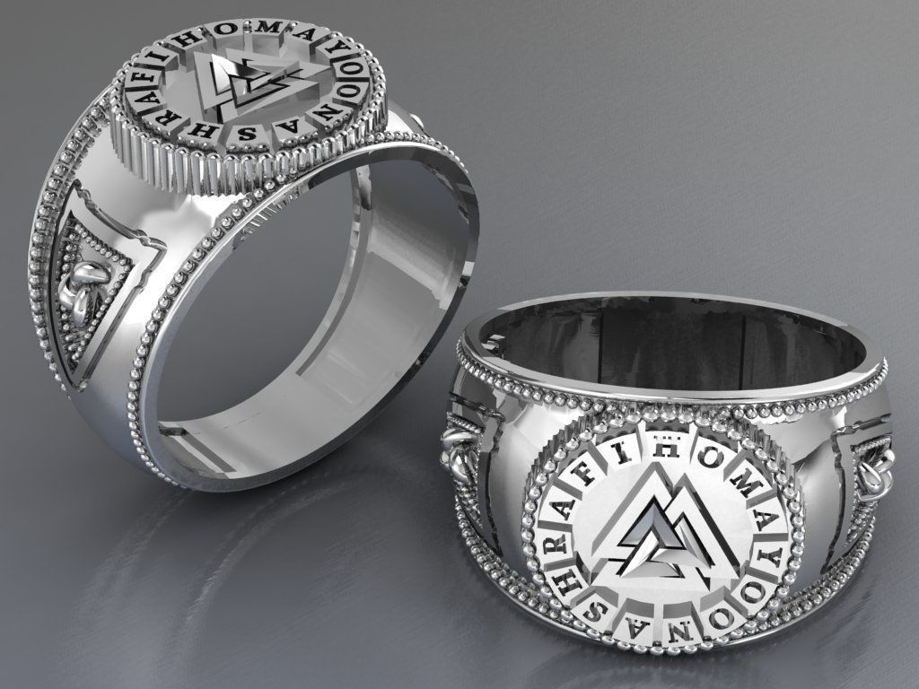 valknut ring for men 3D print model_20