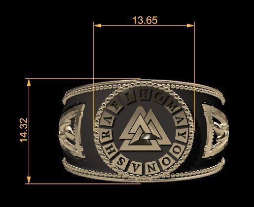 valknut ring for men 3D print model_3
