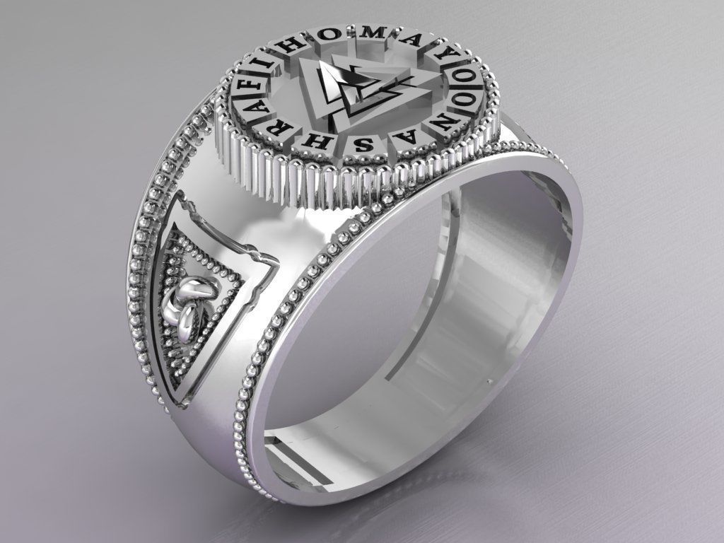 valknut ring for men 3D print model_8