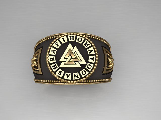 valknut ring for men 3D print model_2