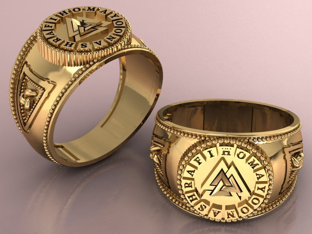 valknut ring for men 3D print model_18