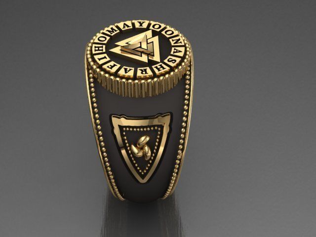 valknut ring for men 3D print model_14
