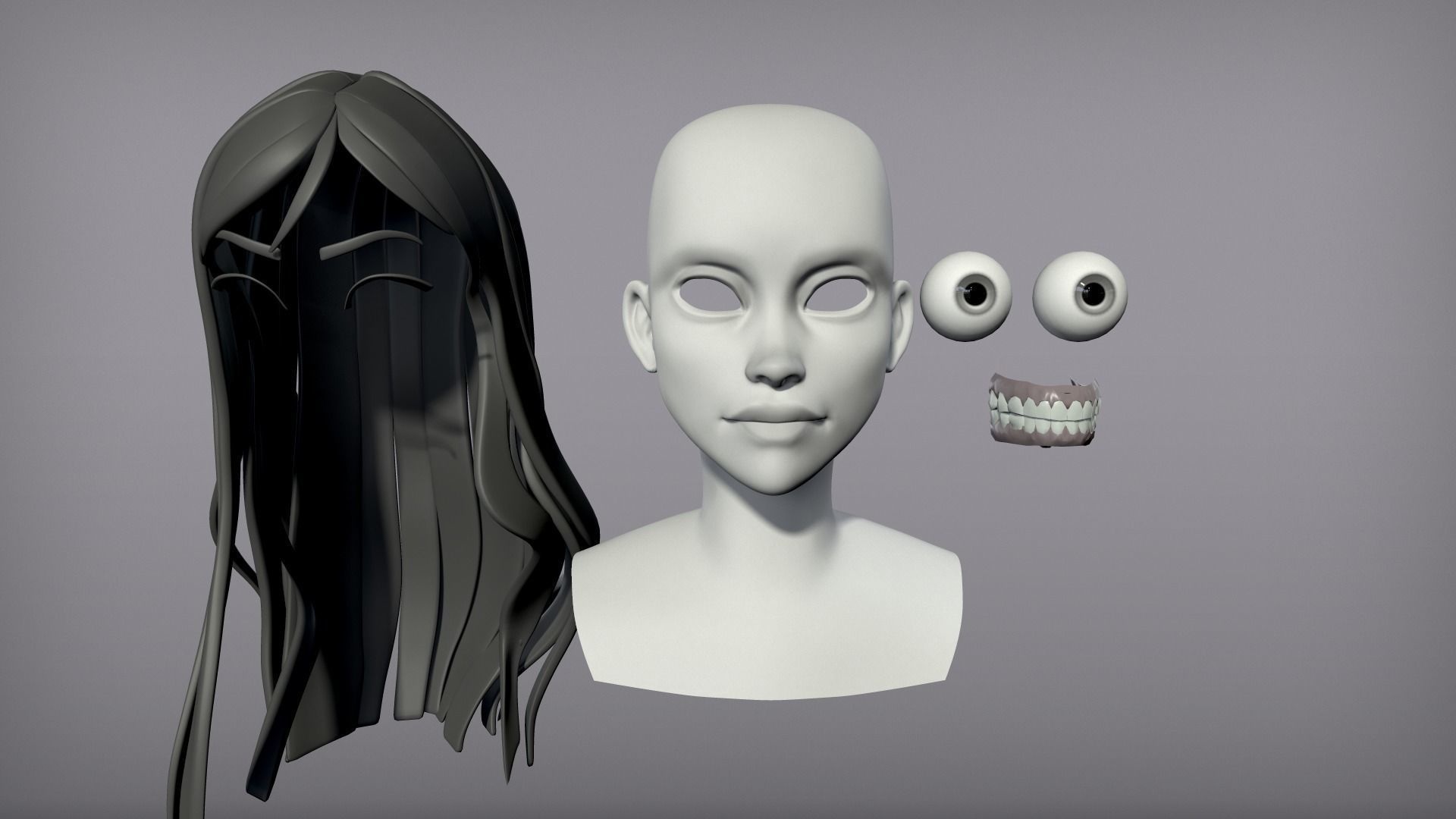 Cartoon female character Kelly base mesh 3D model_5