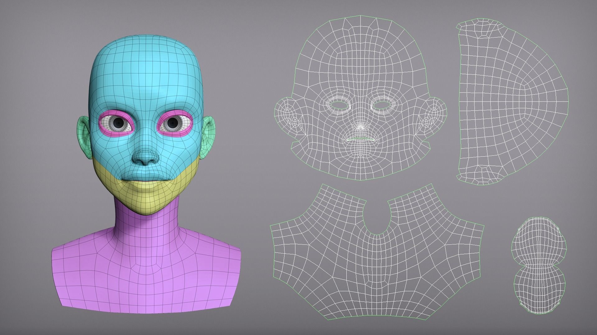 Cartoon female character Kelly base mesh 3D model_4