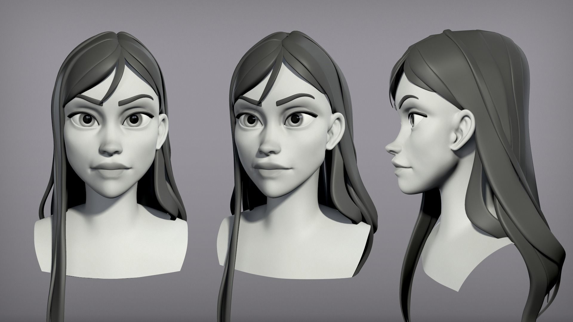 Cartoon female character Kelly base mesh 3D model_2