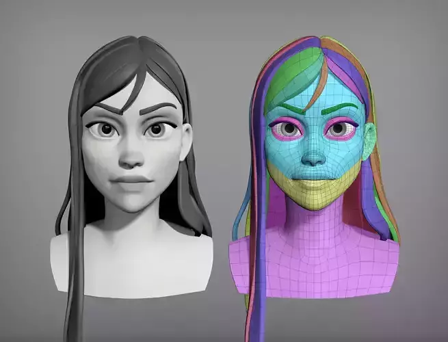 Cartoon female character Kelly base mesh 3D model