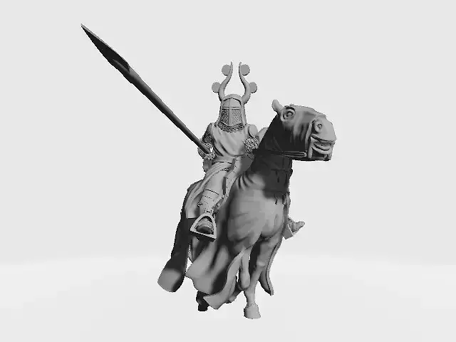 Medieval Danish King Valdemar charging on horse 3D print model