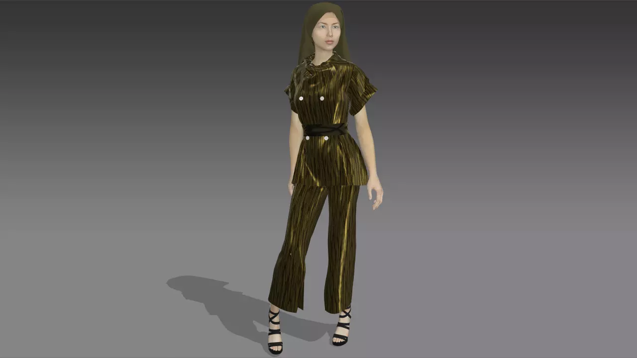 Women Dress With Scarf Free 3D model