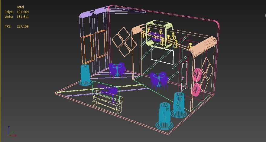 Booth Exhibition Stand Stall 9x6m Height 500 cm 3 Side Open 3D model_5
