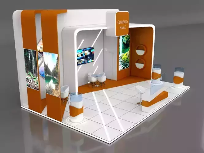 Booth Exhibition Stand Stall 9x6m Height 500 cm 3 Side Open 3D model